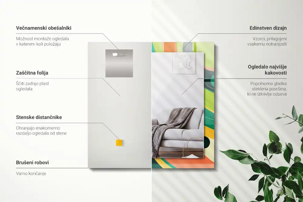 Rectangular wall mirror design Abstract colorful patterns