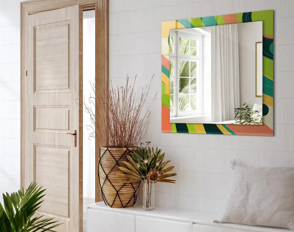 Rectangular wall mirror design Abstract colorful patterns
