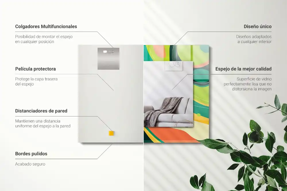 Rectangular wall mirror design Abstract colorful patterns