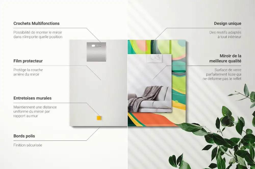 Rectangular wall mirror design Abstract colorful patterns