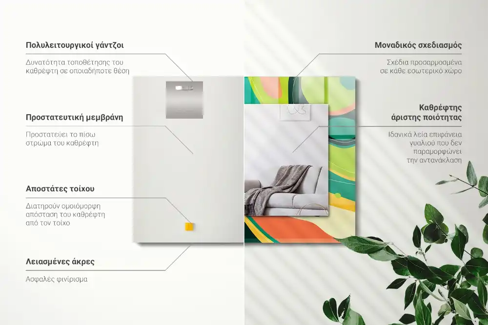 Rectangular wall mirror design Abstract colorful patterns