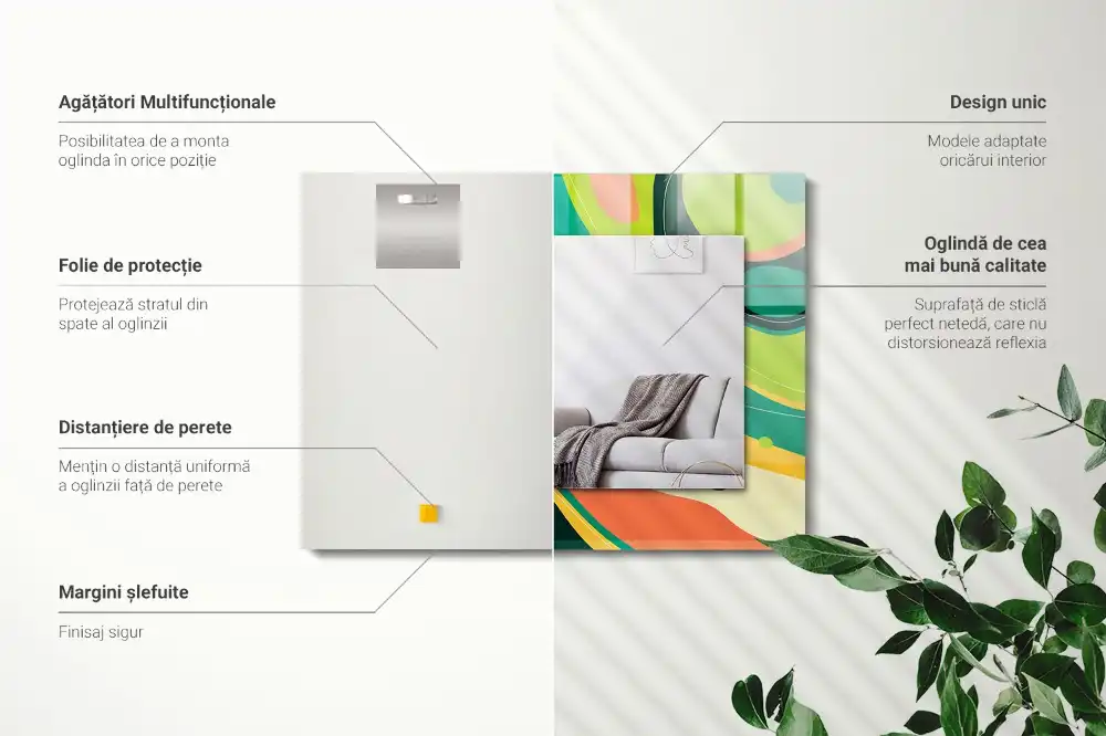 Rectangular wall mirror design Abstract colorful patterns