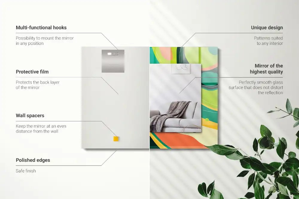 Rectangular wall mirror design Abstract colorful patterns