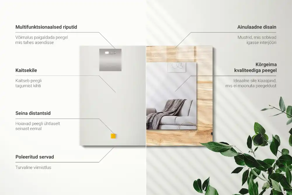 Rectangular decorative mirror Wood grain texture