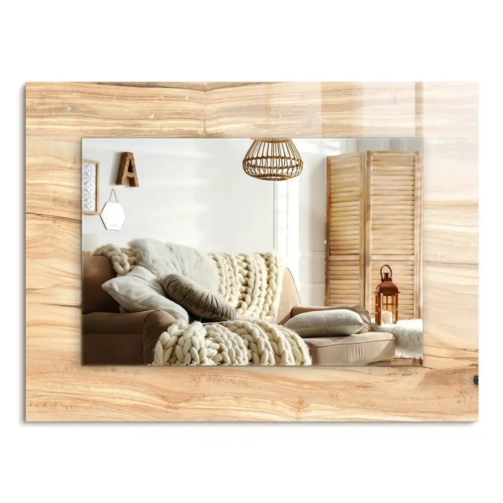 Rectangular decorative mirror Wood grain texture