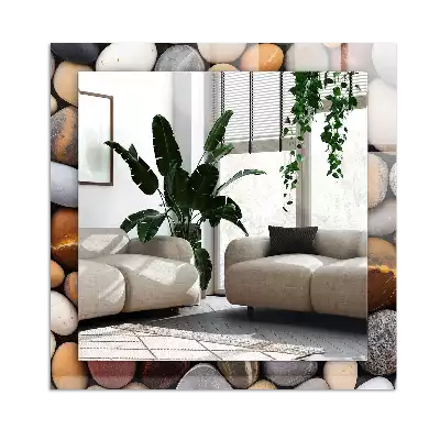 Rectangular mirror print Colored smooth stones