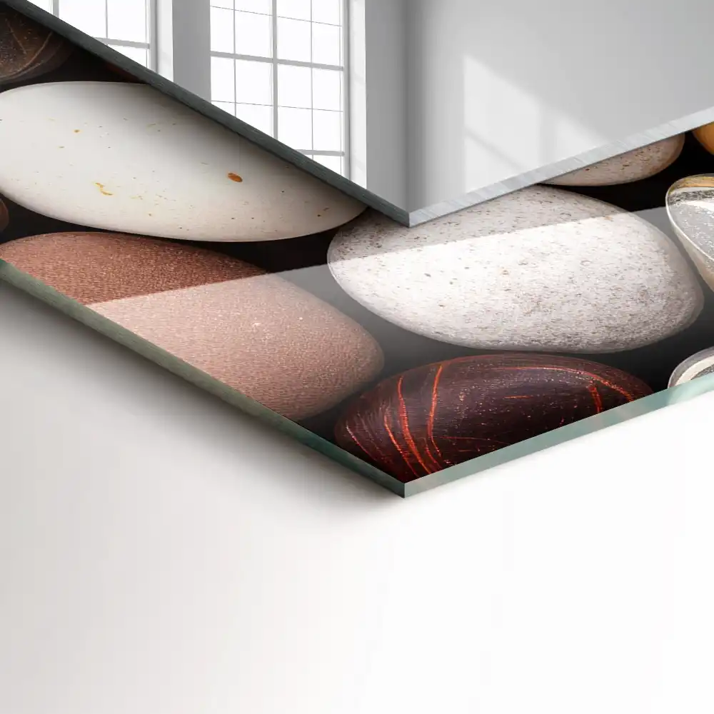 Rectangular mirror print Colored smooth stones
