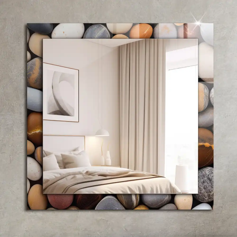 Rectangular mirror print Colored smooth stones