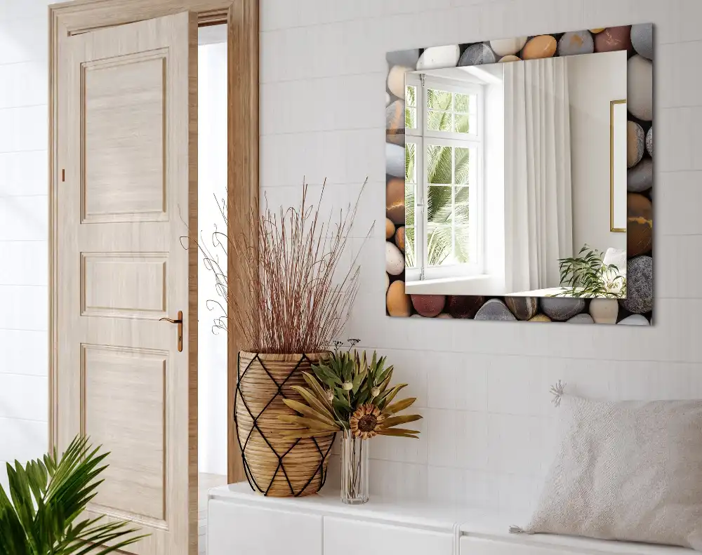 Rectangular mirror print Colored smooth stones