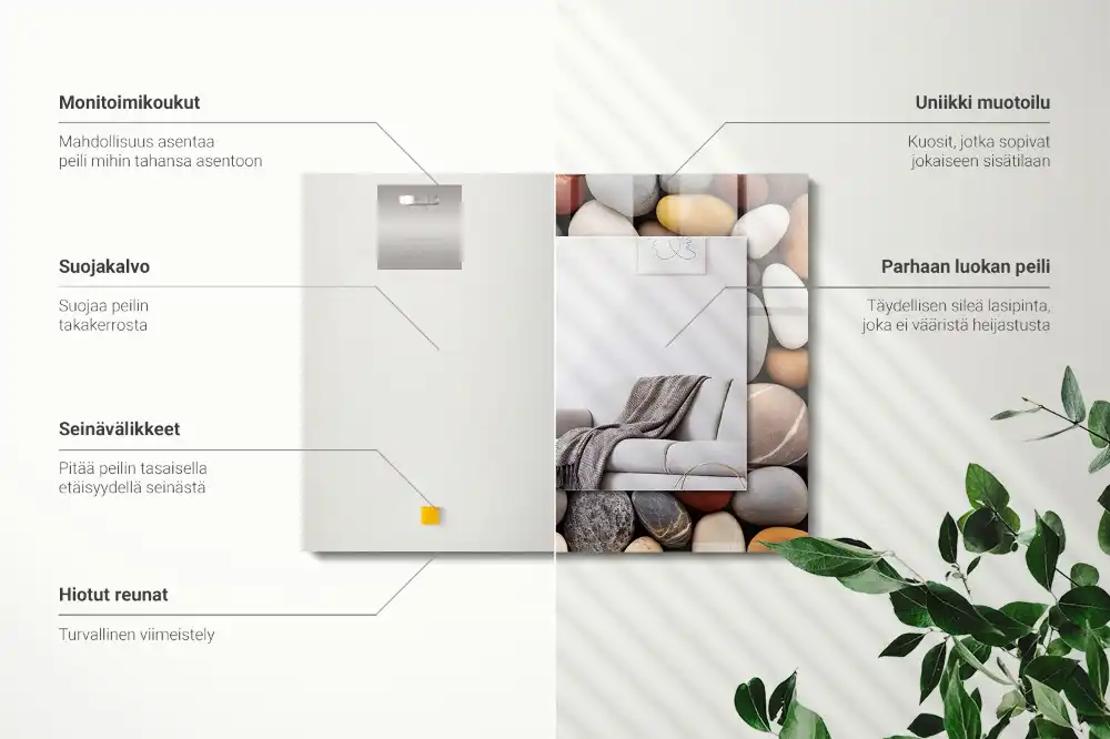 Rectangular mirror print Colored smooth stones