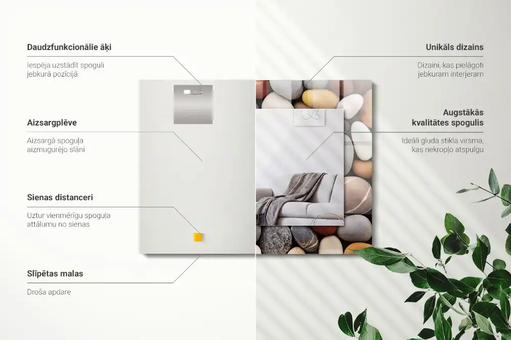 Rectangular mirror print Colored smooth stones