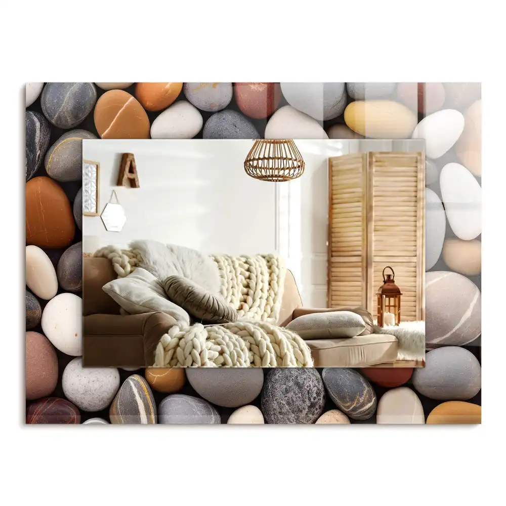 Rectangular mirror print Colored smooth stones
