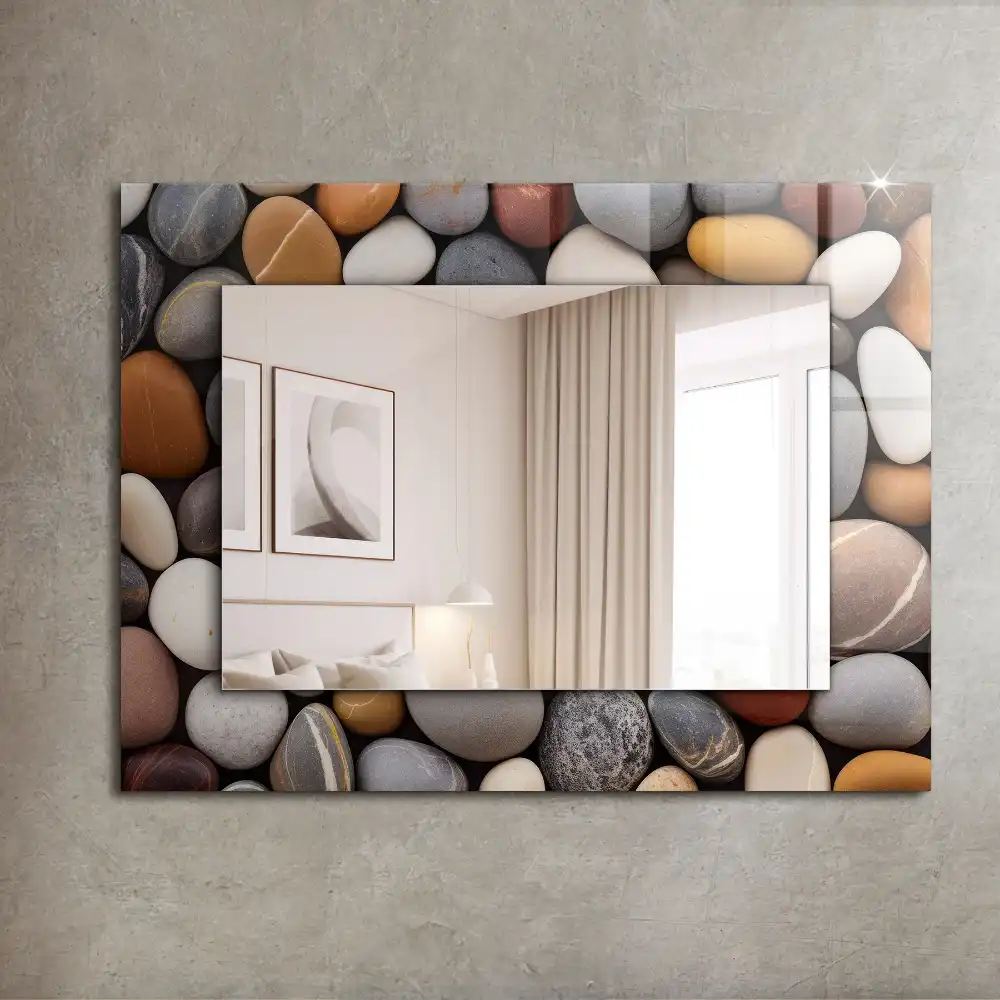 Rectangular mirror print Colored smooth stones