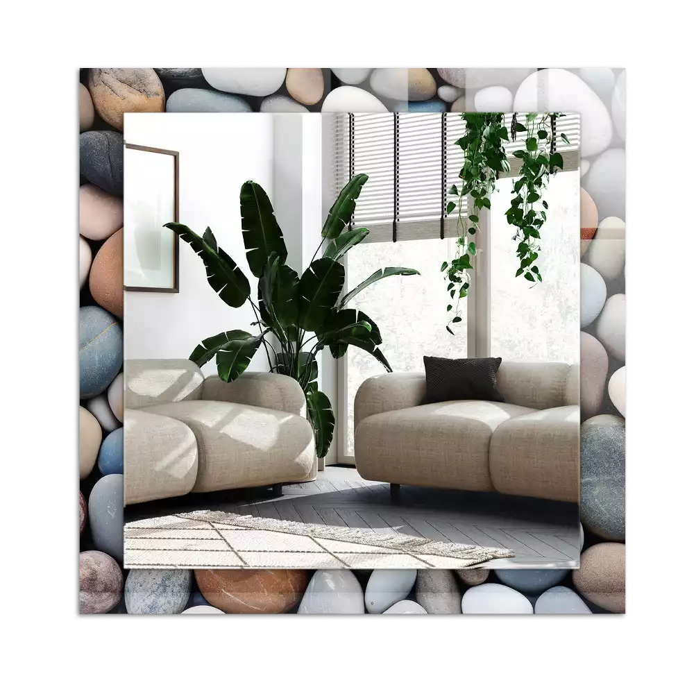 Rectangle decorative mirror Colored smooth stones