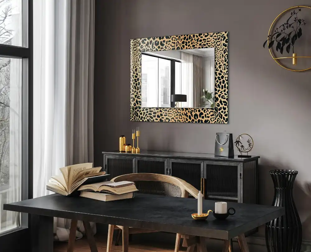 Rectangular wall mirror design Leopard's panther