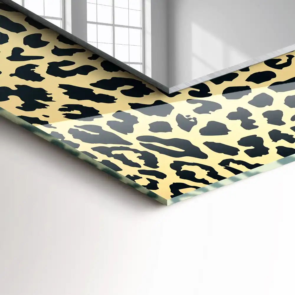 Rectangular wall mirror design Leopard's panther