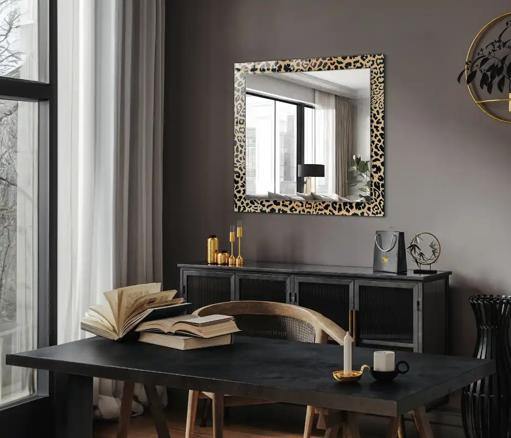 Rectangular wall mirror design Leopard's panther