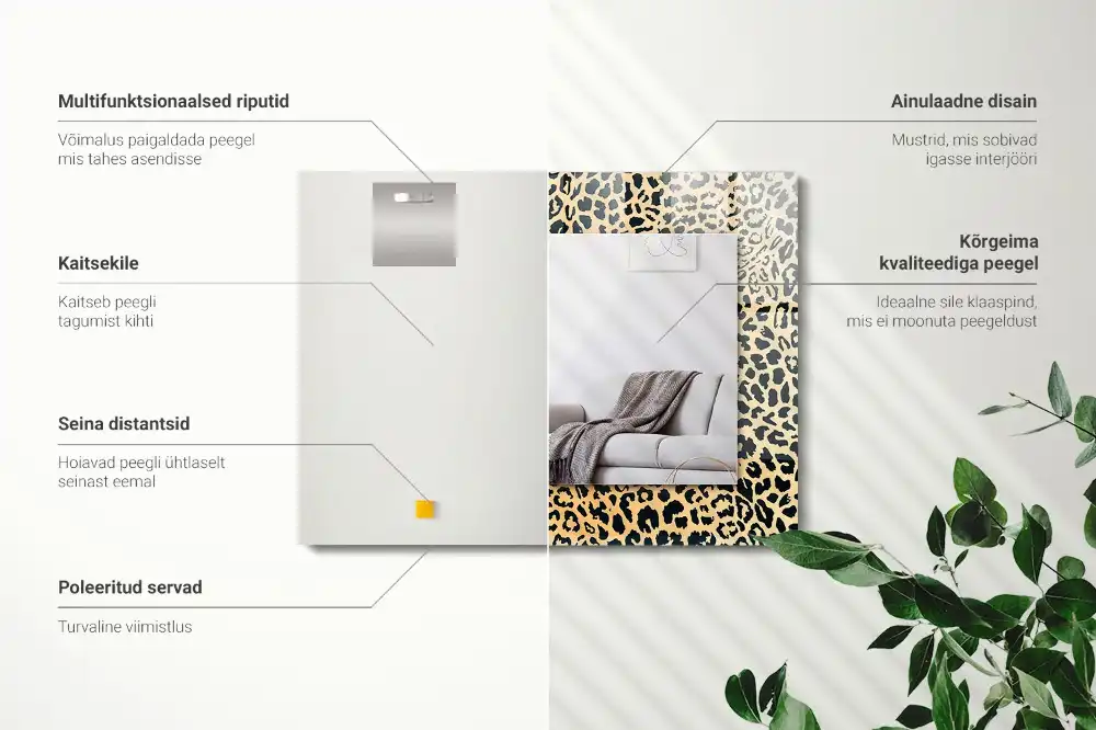 Rectangular wall mirror design Leopard's panther