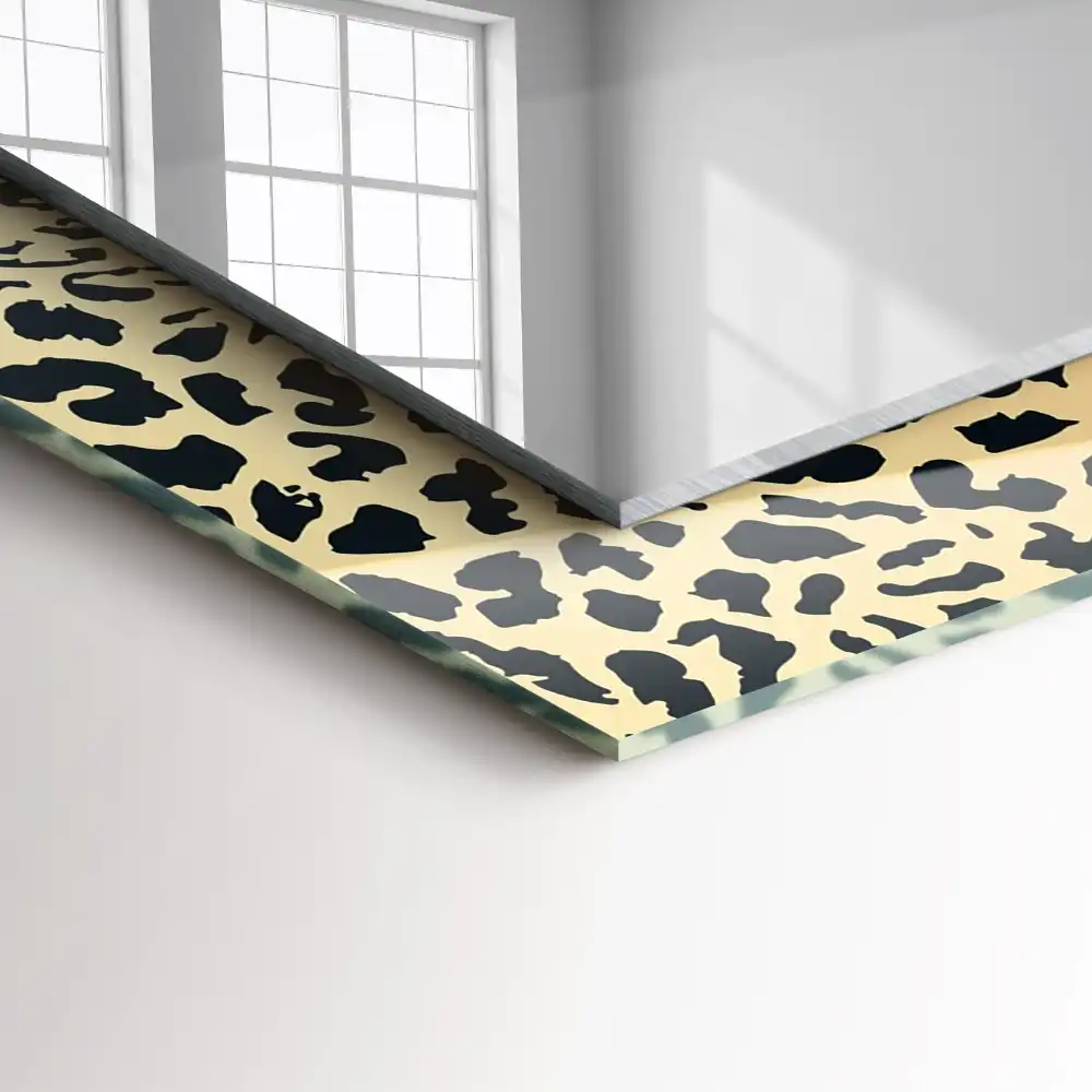 Rectangular wall mirror design Leopard's panther