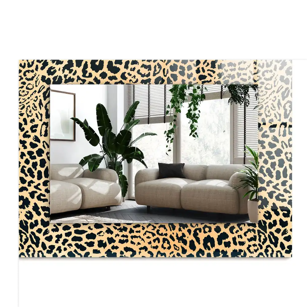 Rectangular wall mirror design Leopard's panther