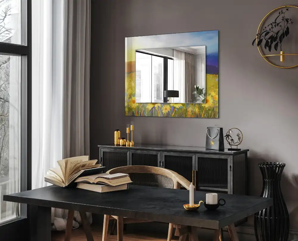Rectangular decorative mirror Sunflower Field