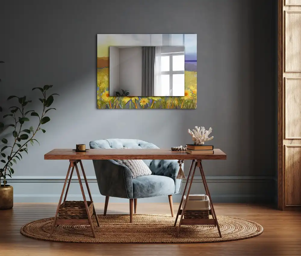 Rectangular decorative mirror Sunflower Field
