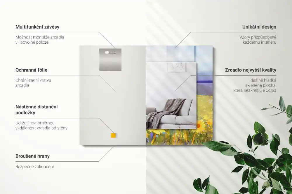 Rectangular decorative mirror Sunflower Field