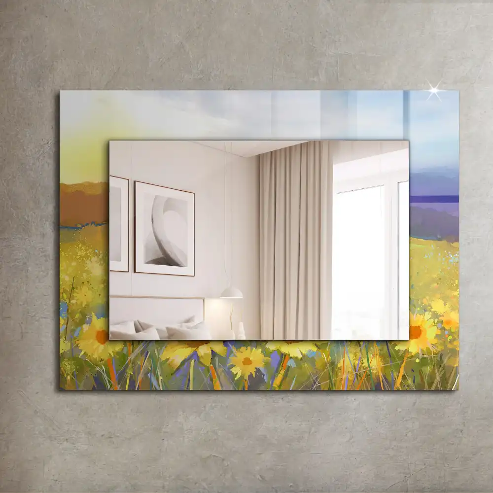 Rectangular decorative mirror Sunflower Field