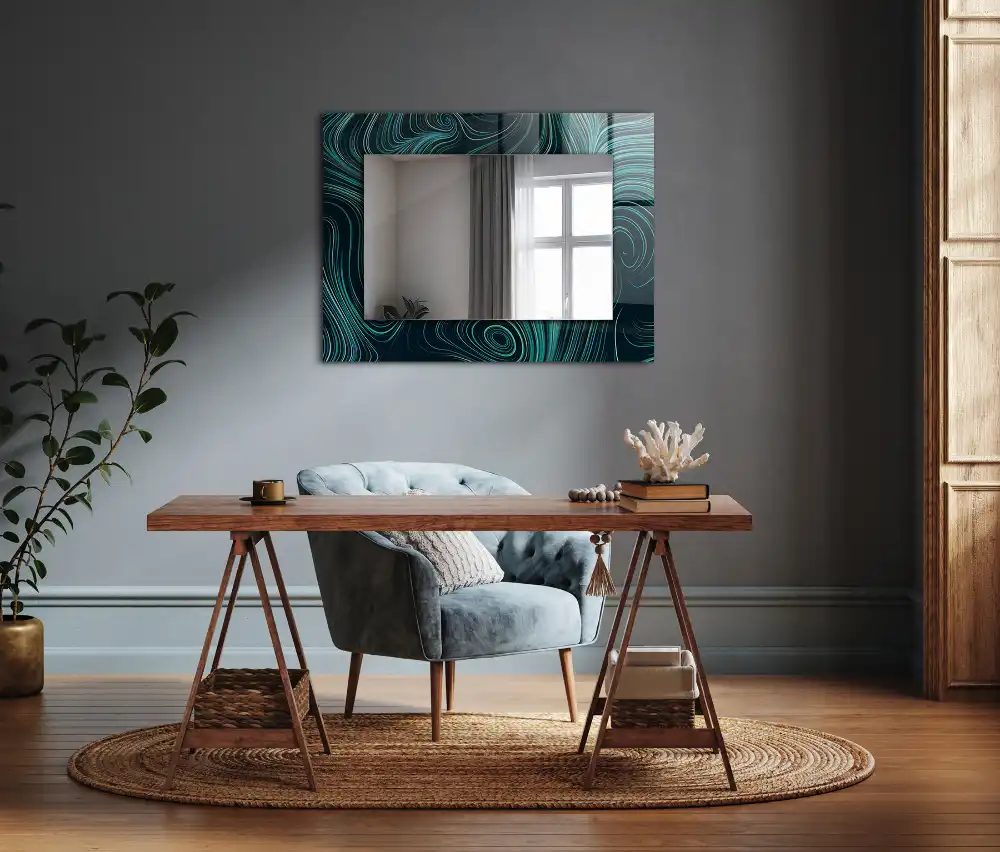 Rectangular wall mirror design Abstract lines patterns