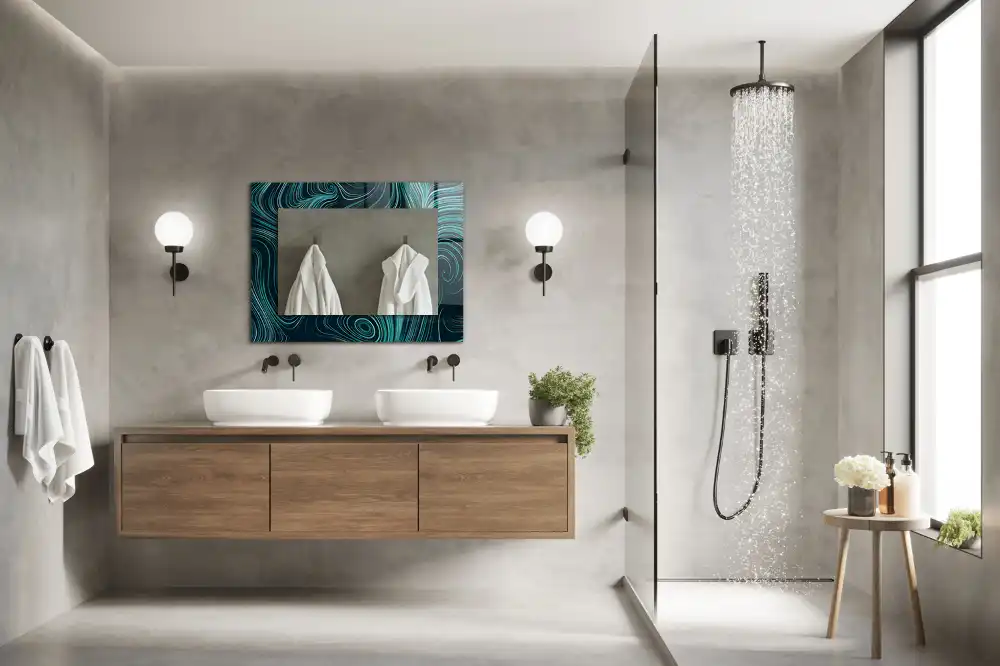 Rectangular wall mirror design Abstract lines patterns