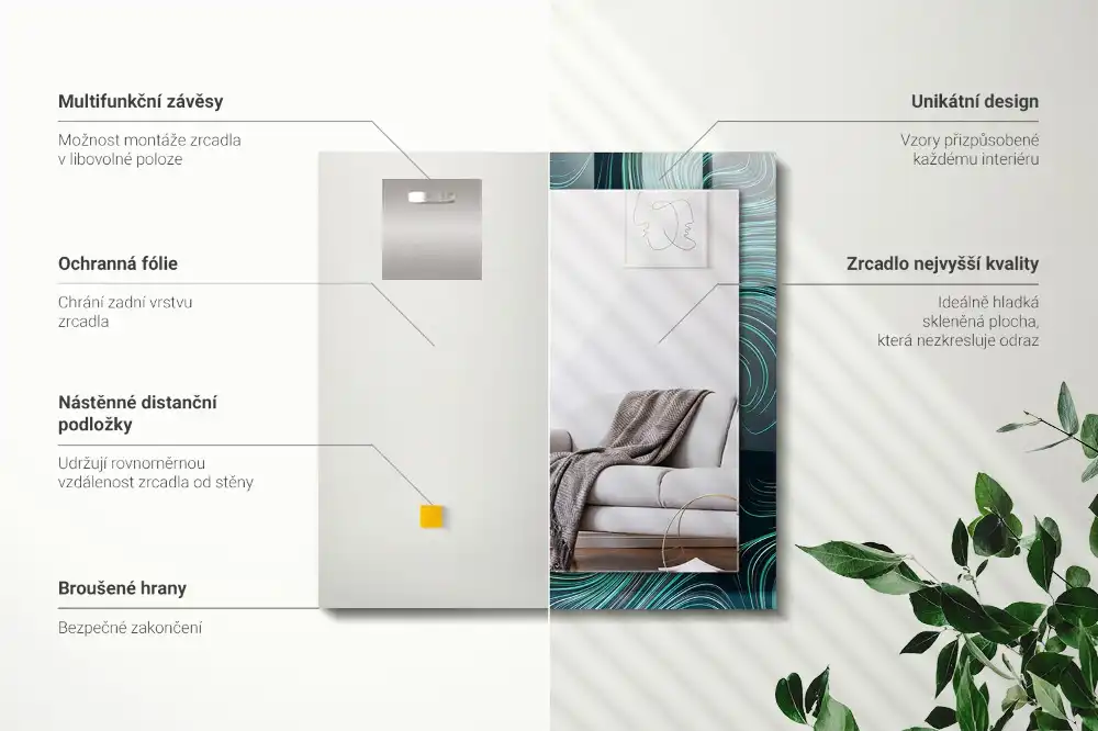 Rectangular wall mirror design Abstract lines patterns