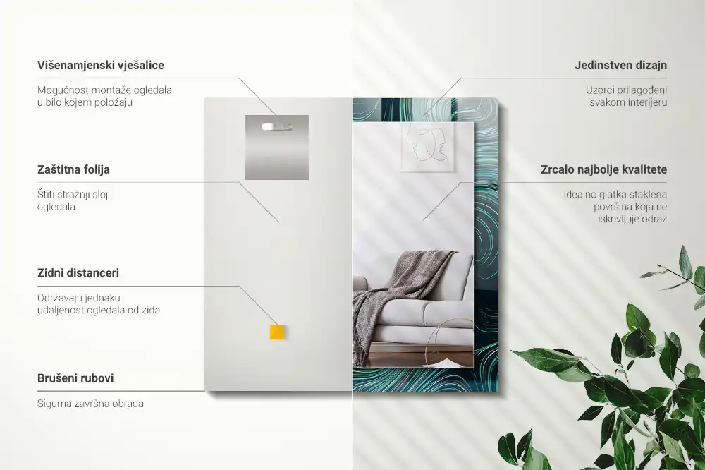 Rectangular wall mirror design Abstract lines patterns