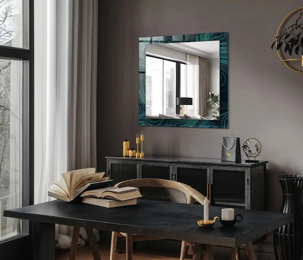 Rectangular wall mirror design Abstract lines patterns