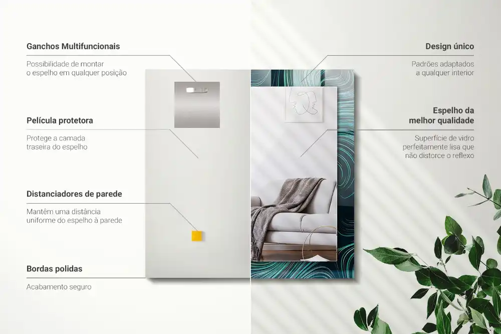 Rectangular wall mirror design Abstract lines patterns