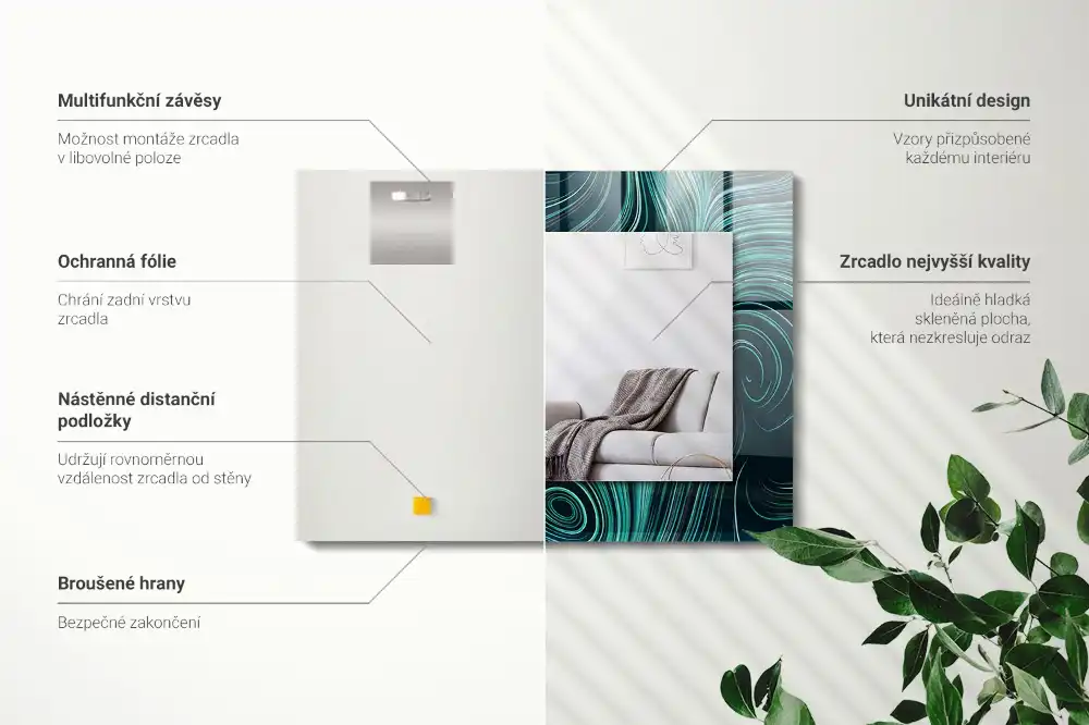 Rectangular wall mirror design Abstract lines patterns