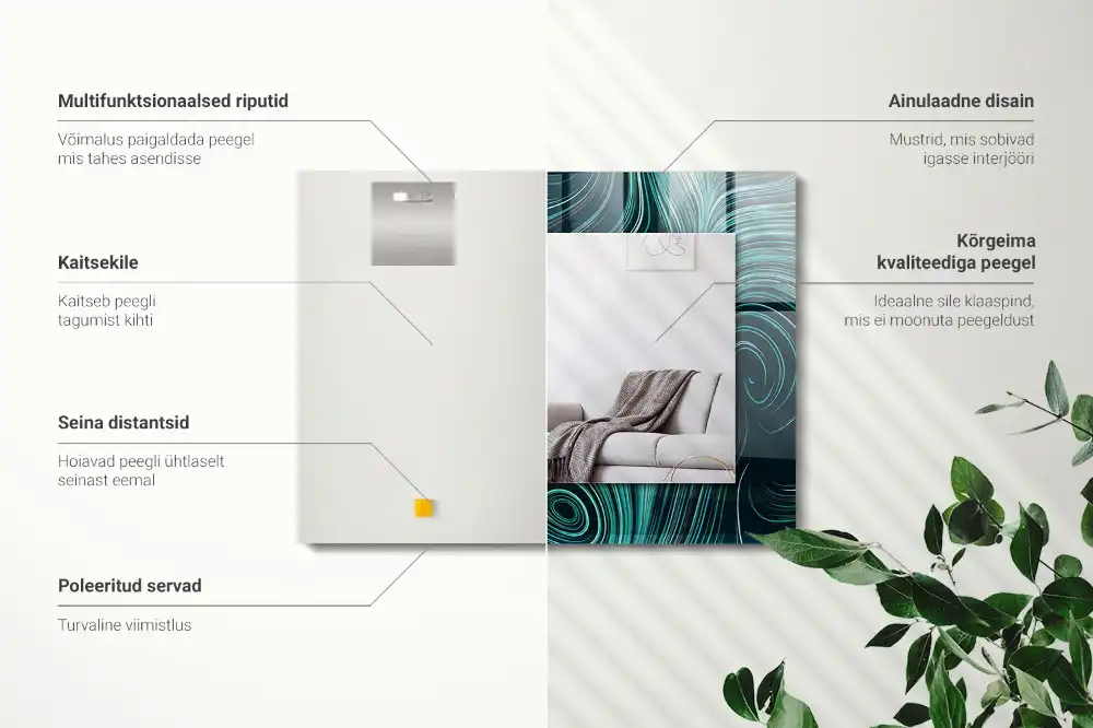 Rectangular wall mirror design Abstract lines patterns