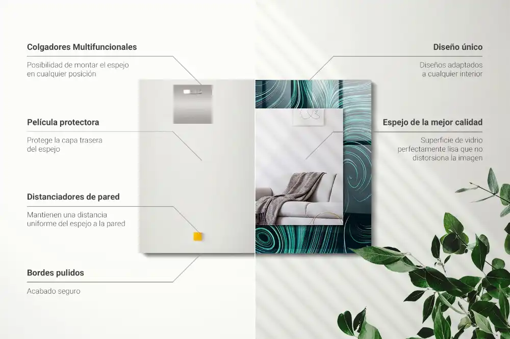 Rectangular wall mirror design Abstract lines patterns