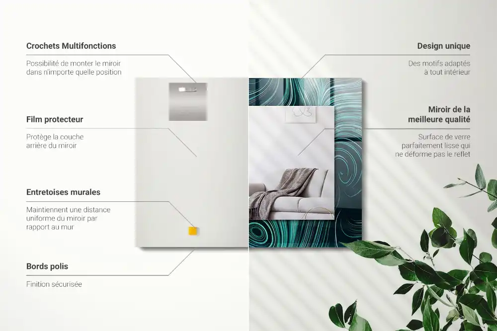 Rectangular wall mirror design Abstract lines patterns