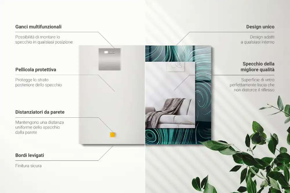 Rectangular wall mirror design Abstract lines patterns