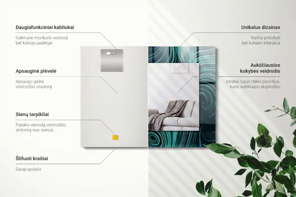 Rectangular wall mirror design Abstract lines patterns