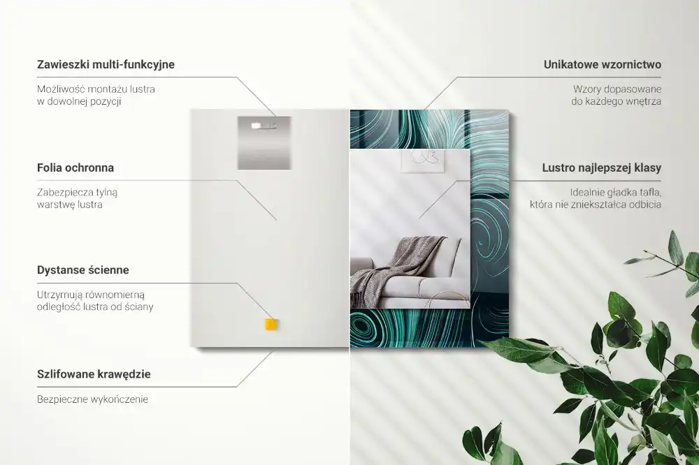 Rectangular wall mirror design Abstract lines patterns