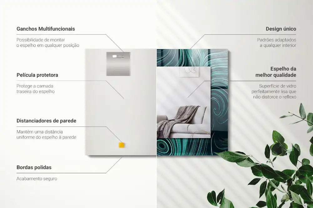 Rectangular wall mirror design Abstract lines patterns