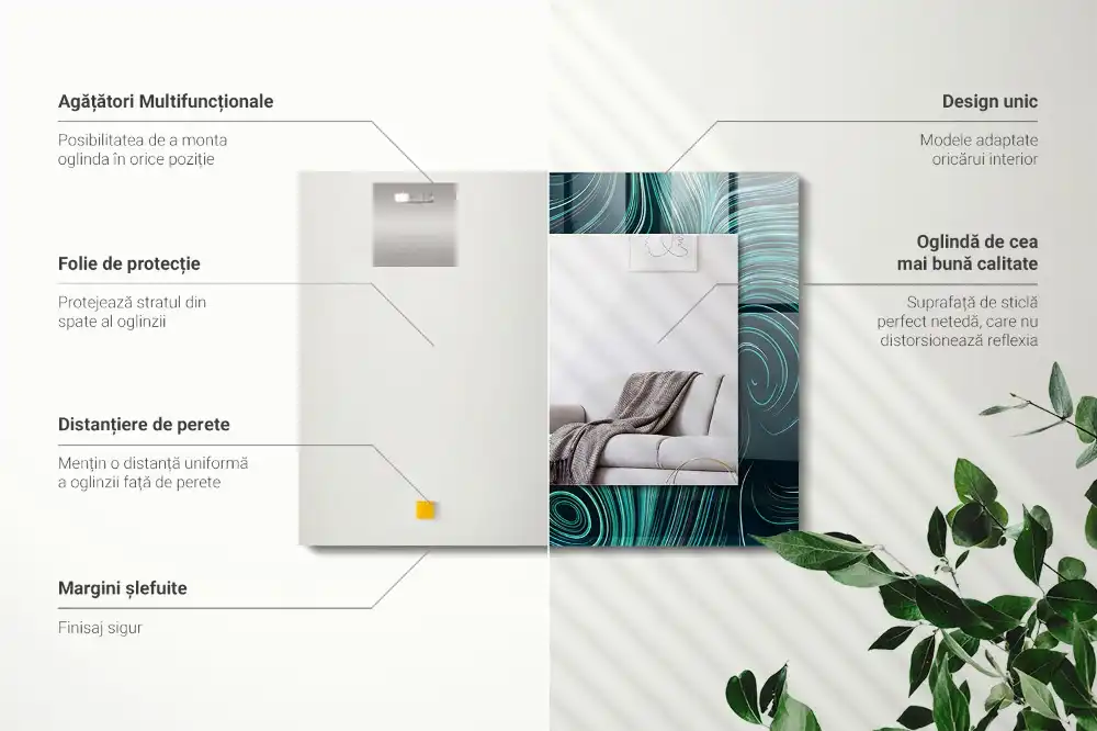 Rectangular wall mirror design Abstract lines patterns