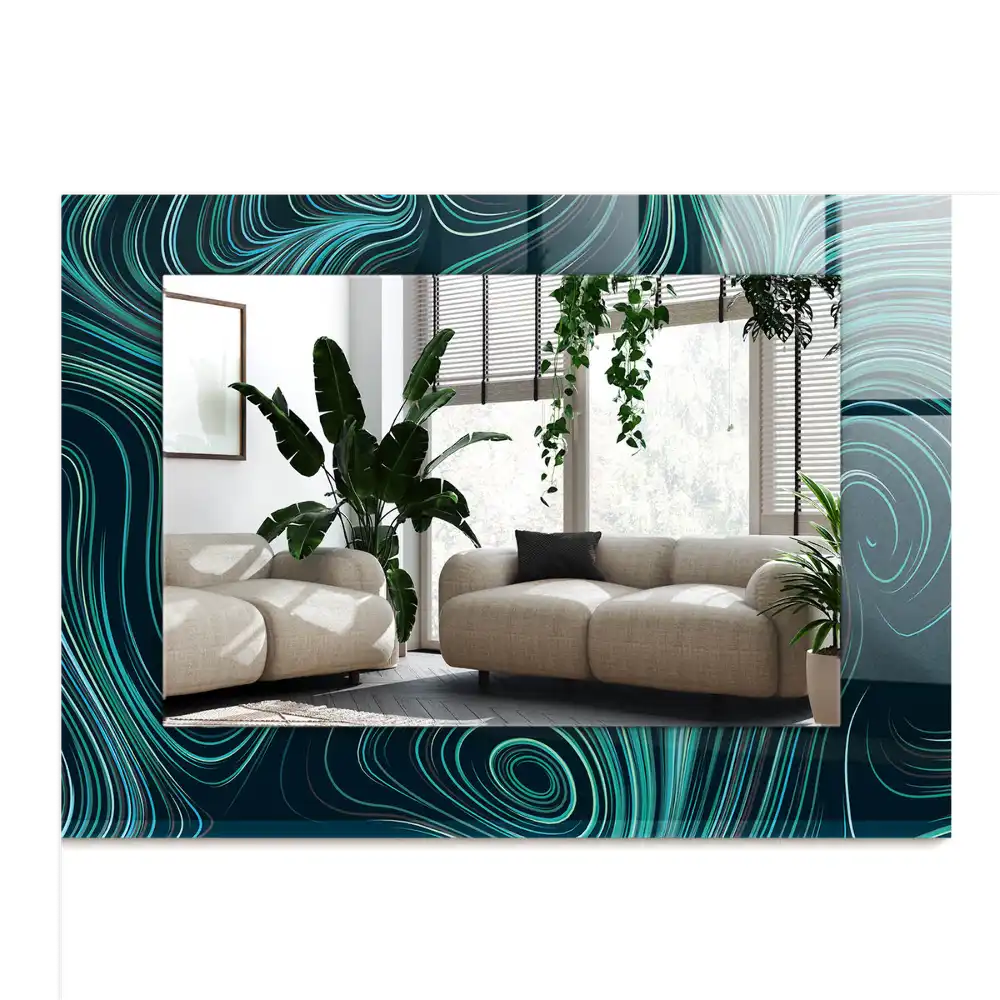 Rectangular wall mirror design Abstract lines patterns