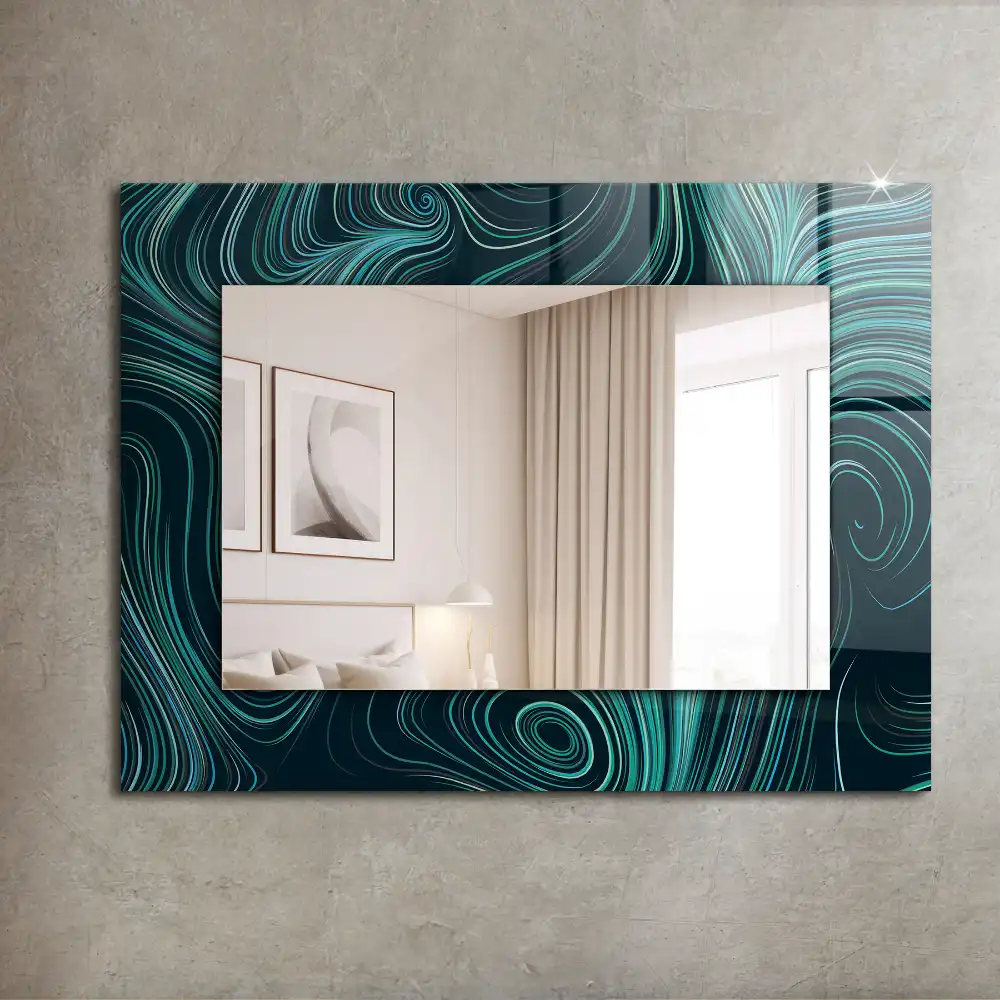 Rectangular wall mirror design Abstract lines patterns
