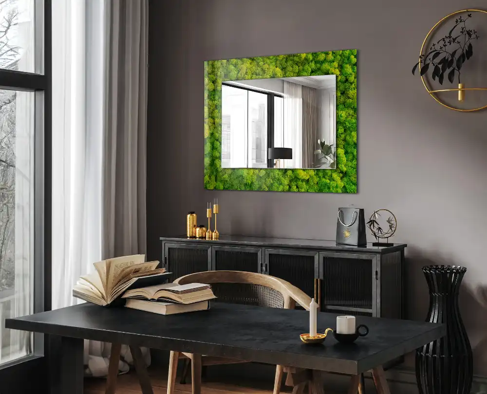 Rectangular decorative mirror Green Moss