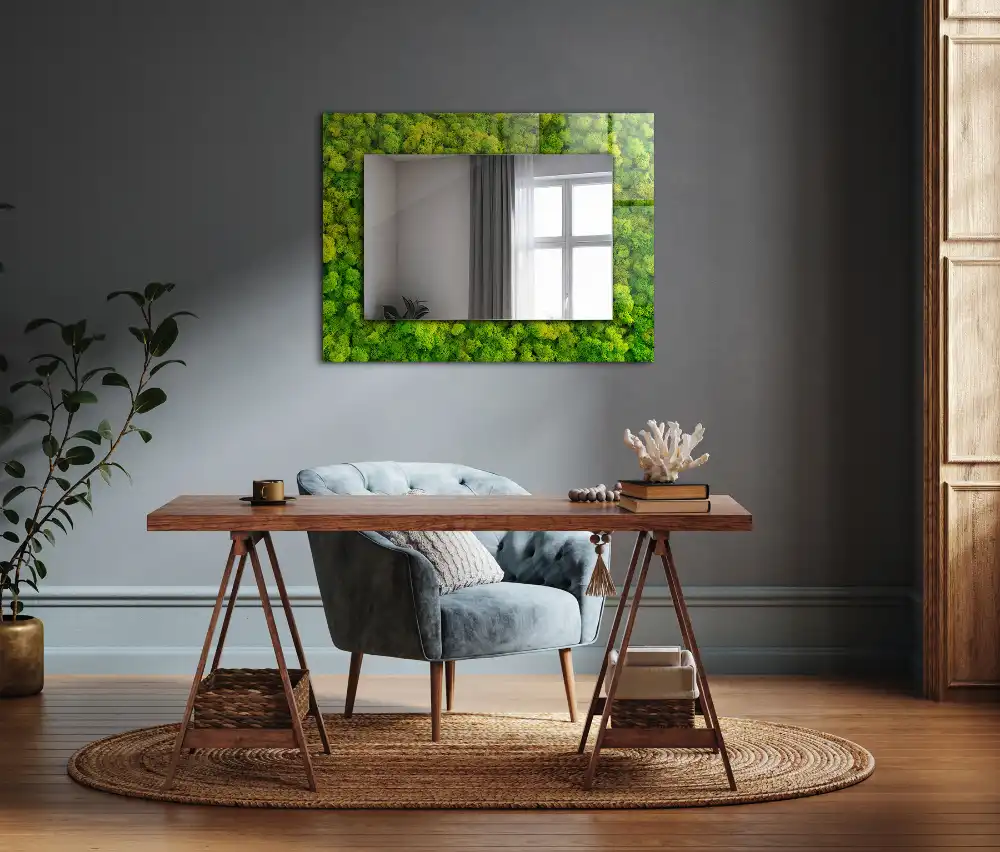 Rectangular decorative mirror Green Moss