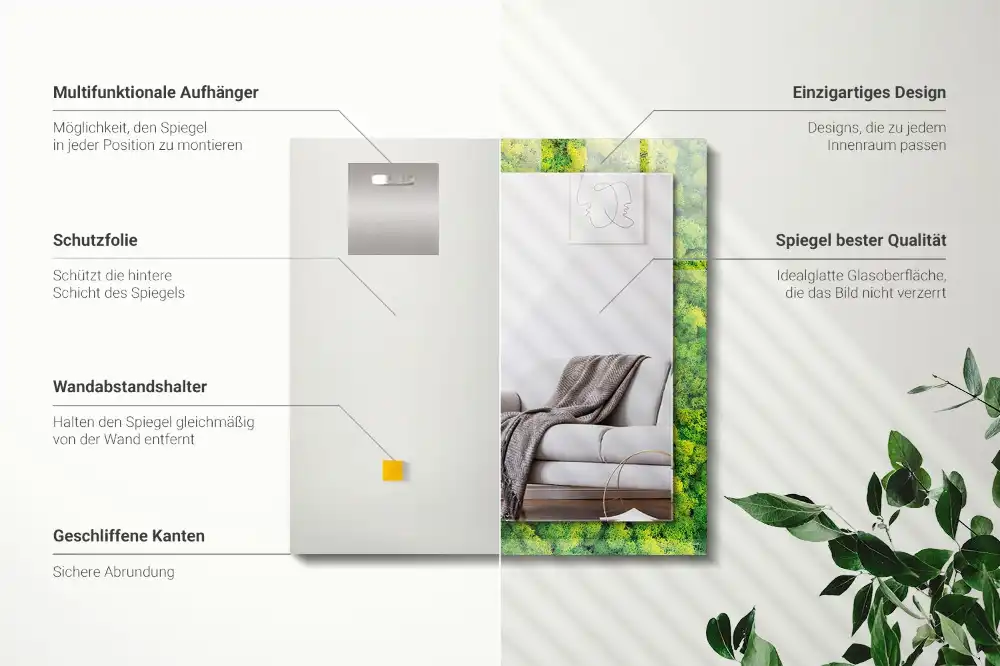 Rectangular decorative mirror Green Moss