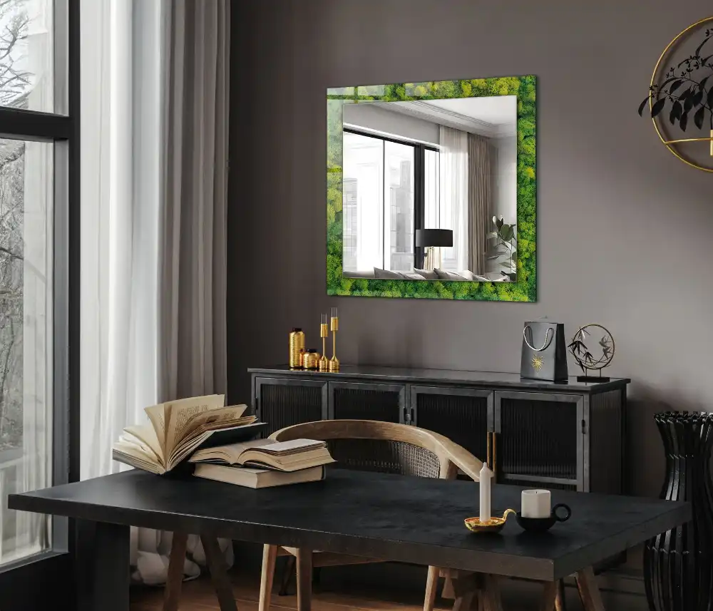 Rectangular decorative mirror Green Moss