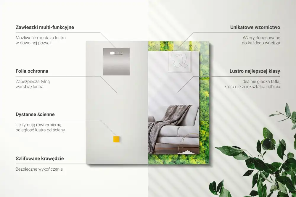 Rectangular decorative mirror Green Moss